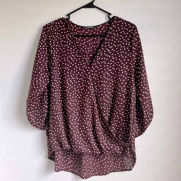 West Kei Tops - 3/4 sleeve polka dot blouse